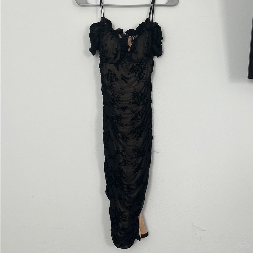 Windsor Black Strapless Ruched Dress